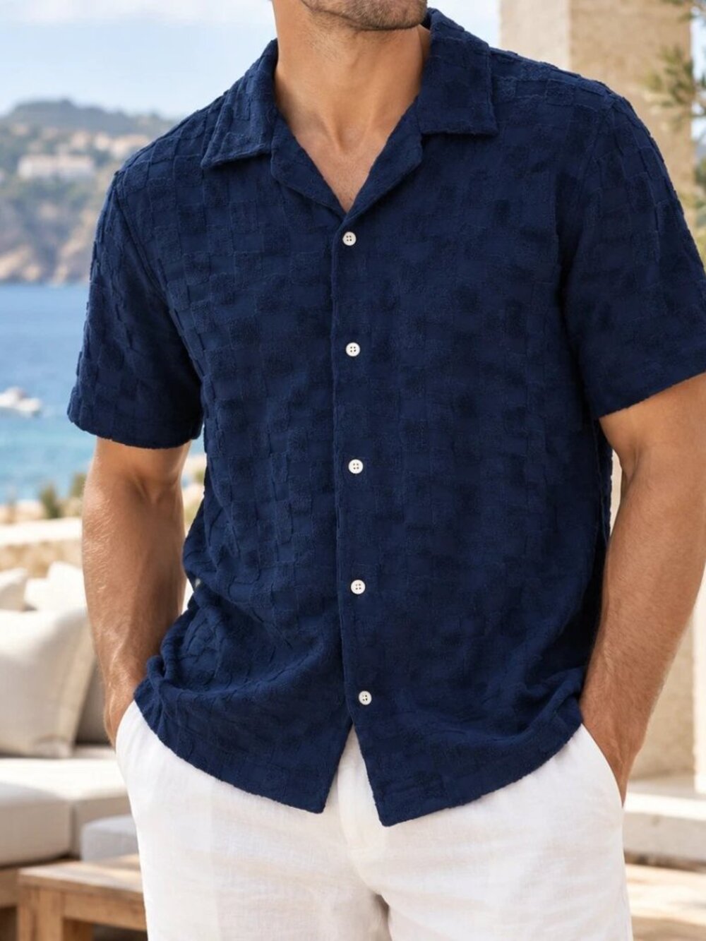 Bonobos Riviera Cabana Terry Men's Shirt Buttondown Short Sleeve Cotton M 290583